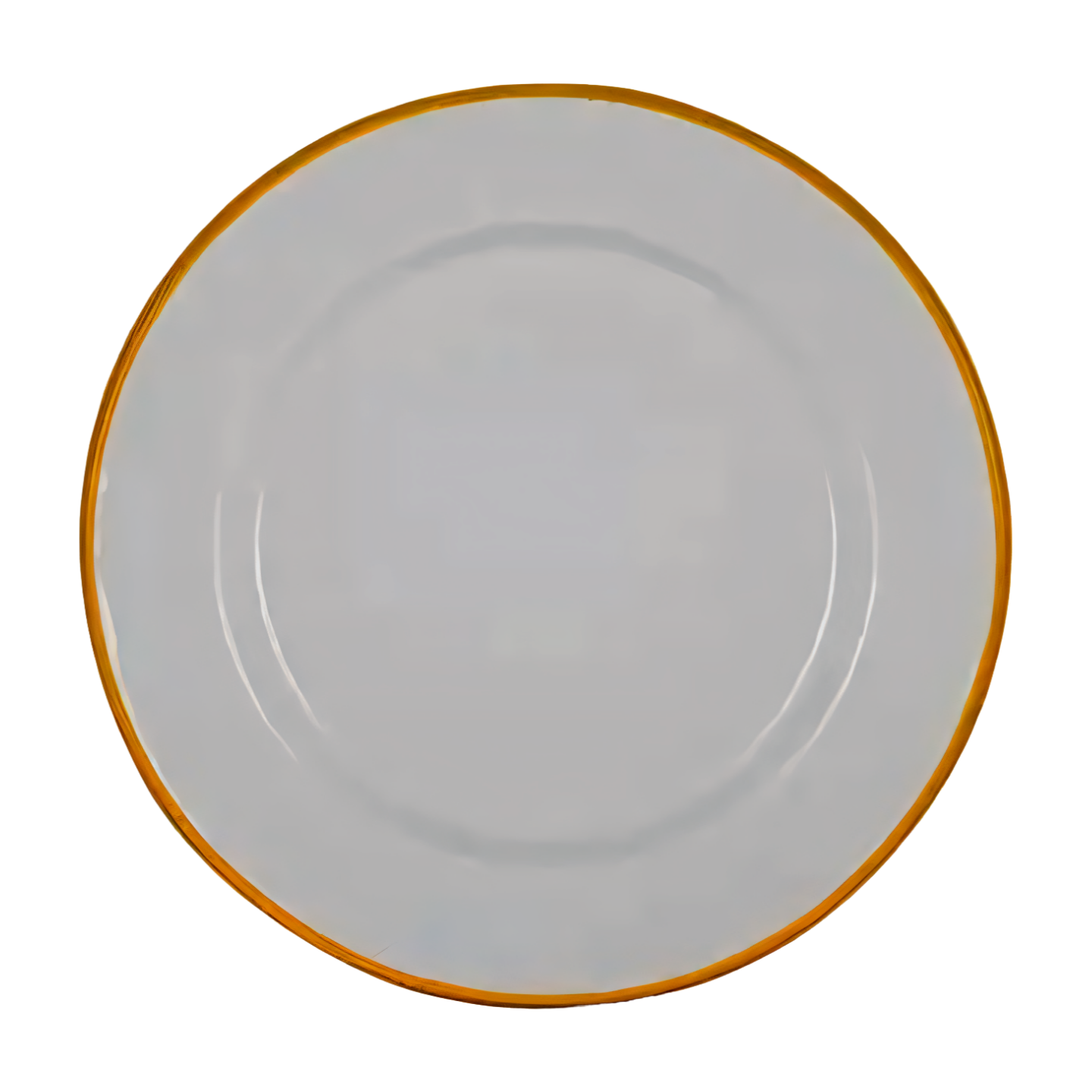 Tallerken i emalje. Hvit med gul kant